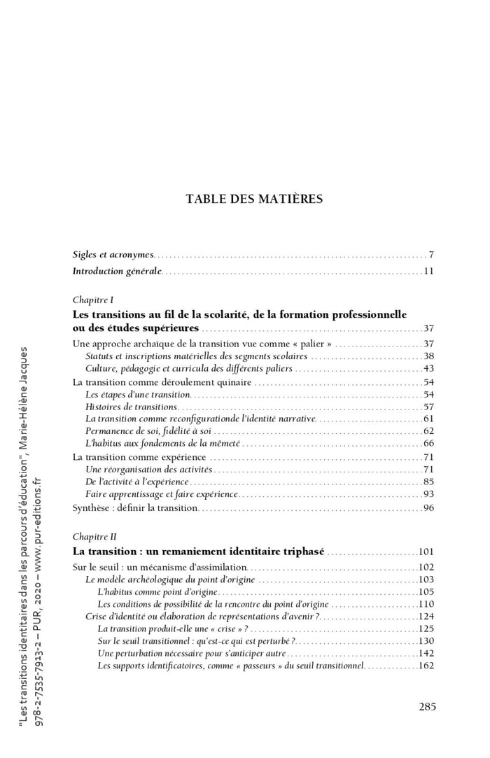 Les transitions identitaires dans les parcours d'éducation