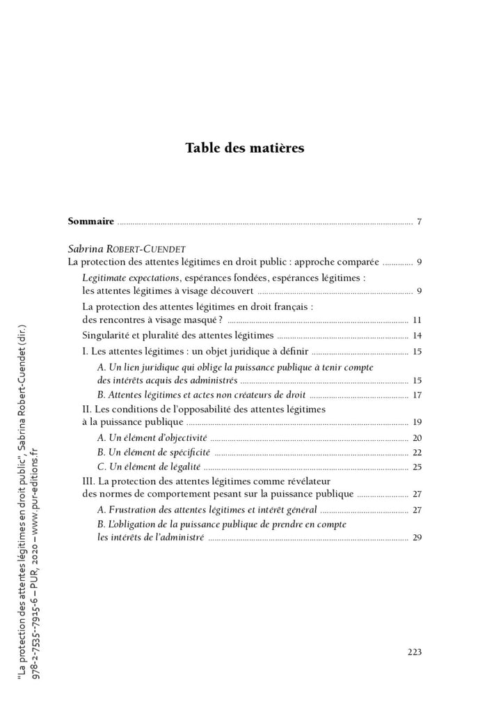 La protection des attentes légitimes en droit public