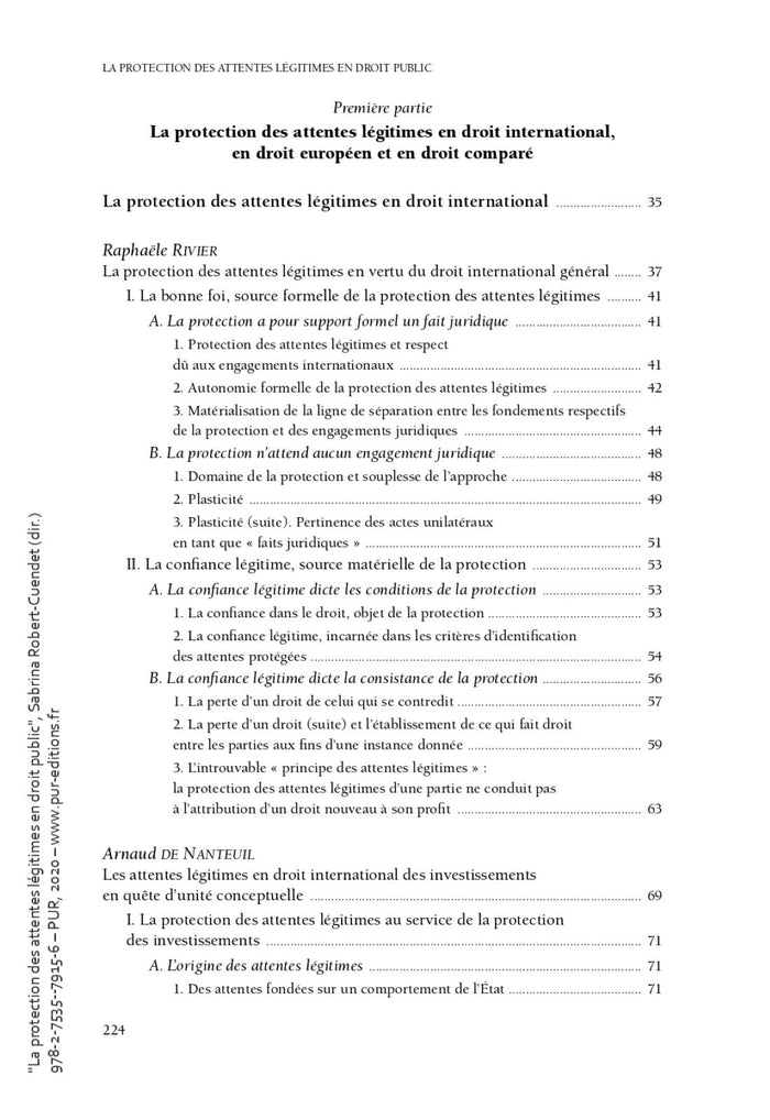 La protection des attentes légitimes en droit public