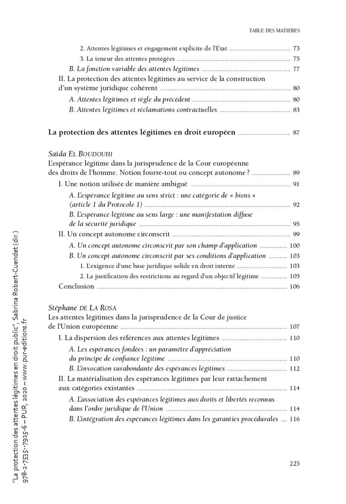 La protection des attentes légitimes en droit public