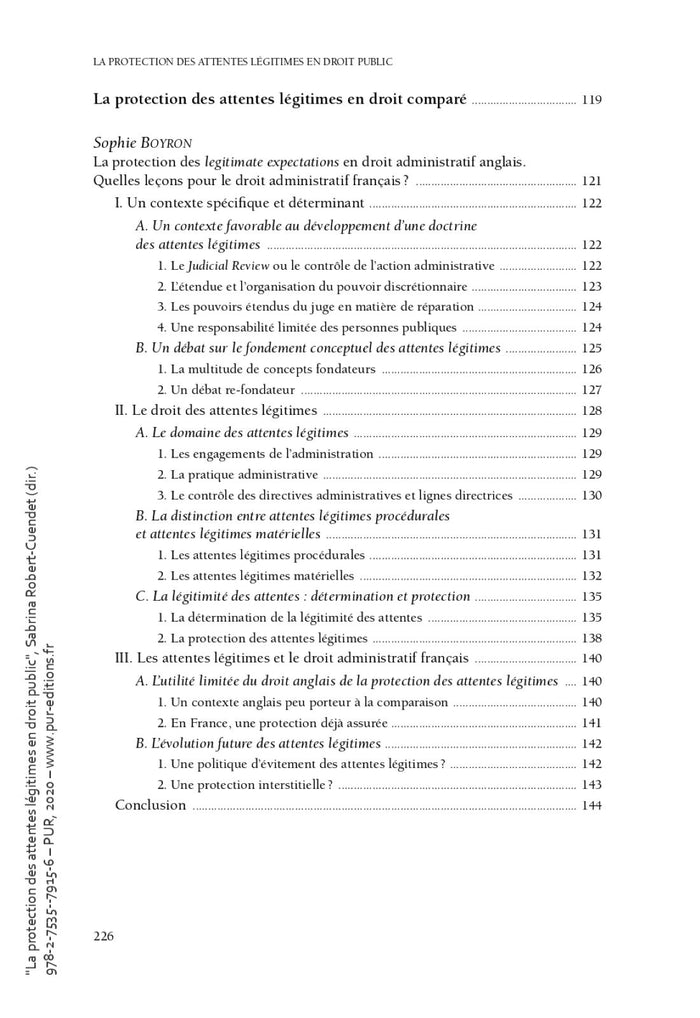 La protection des attentes légitimes en droit public