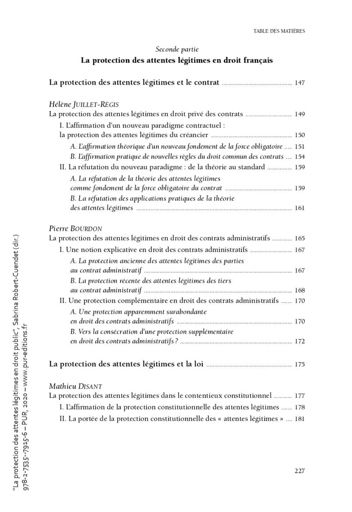 La protection des attentes légitimes en droit public