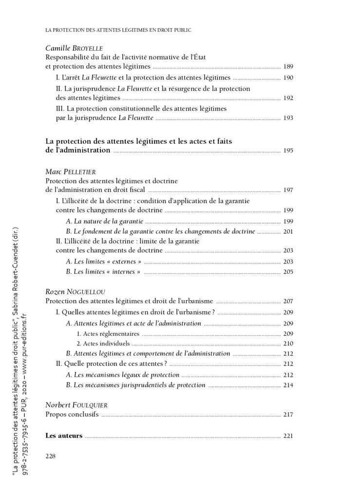 La protection des attentes légitimes en droit public