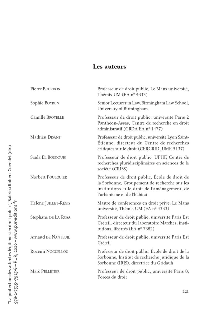 La protection des attentes légitimes en droit public