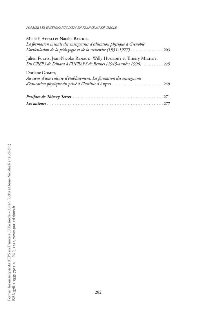 Former les enseignants d'EPS en France au XXE siècle