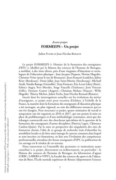 Former les enseignants d'EPS en France au XXE siècle