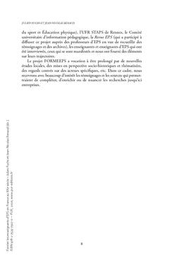 Former les enseignants d'EPS en France au XXE siècle