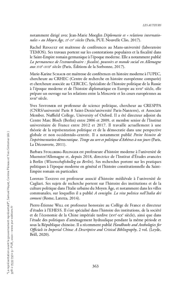 La représentation avant le gouvernement représentatif