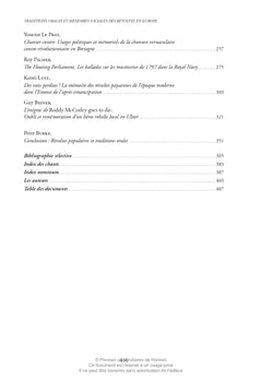 Traditions orales et mémoires sociales des révoltes en Europe