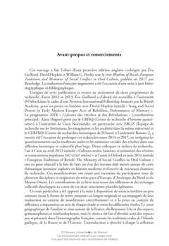 Traditions orales et mémoires sociales des révoltes en Europe