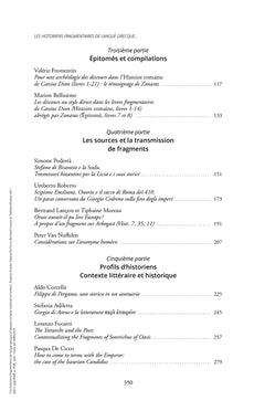 Les historiens fragmentaires de langue grecque à l'époque impériale et tardive