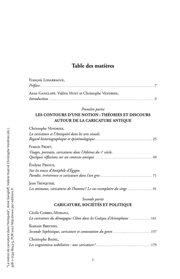 La notion de caricature dans l'Antiquité