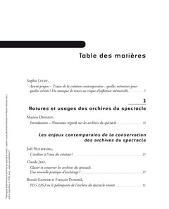 Fabriques, expériences et archives du spectacle vivant