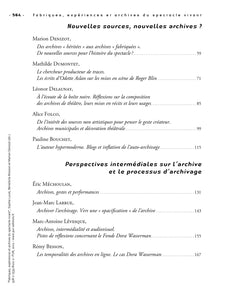Fabriques, expériences et archives du spectacle vivant