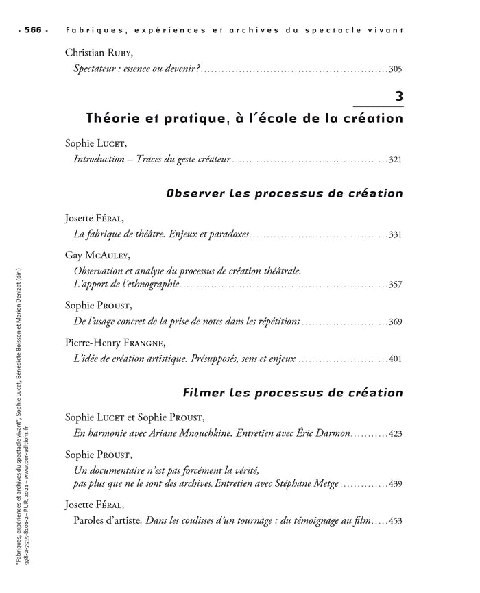 Fabriques, expériences et archives du spectacle vivant