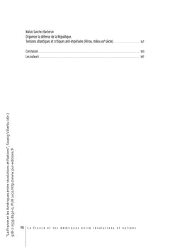 La France et les Amériques entre révolutions et nations