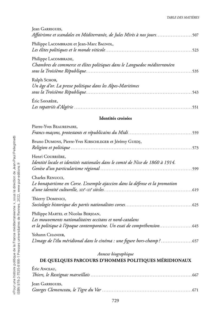 Pour une histoire politique de la France méditerranéenne