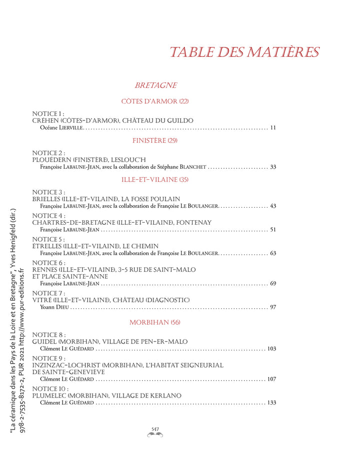 La céramique dans les pays de la Loire et en Bretagne - Coffret 2 volumes