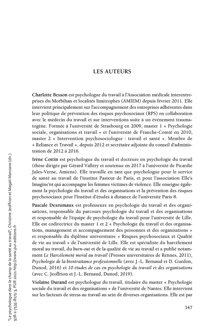Le psychologue dans le champ de la santé au travail