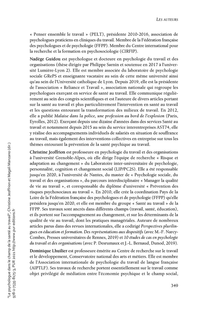 Le psychologue dans le champ de la santé au travail