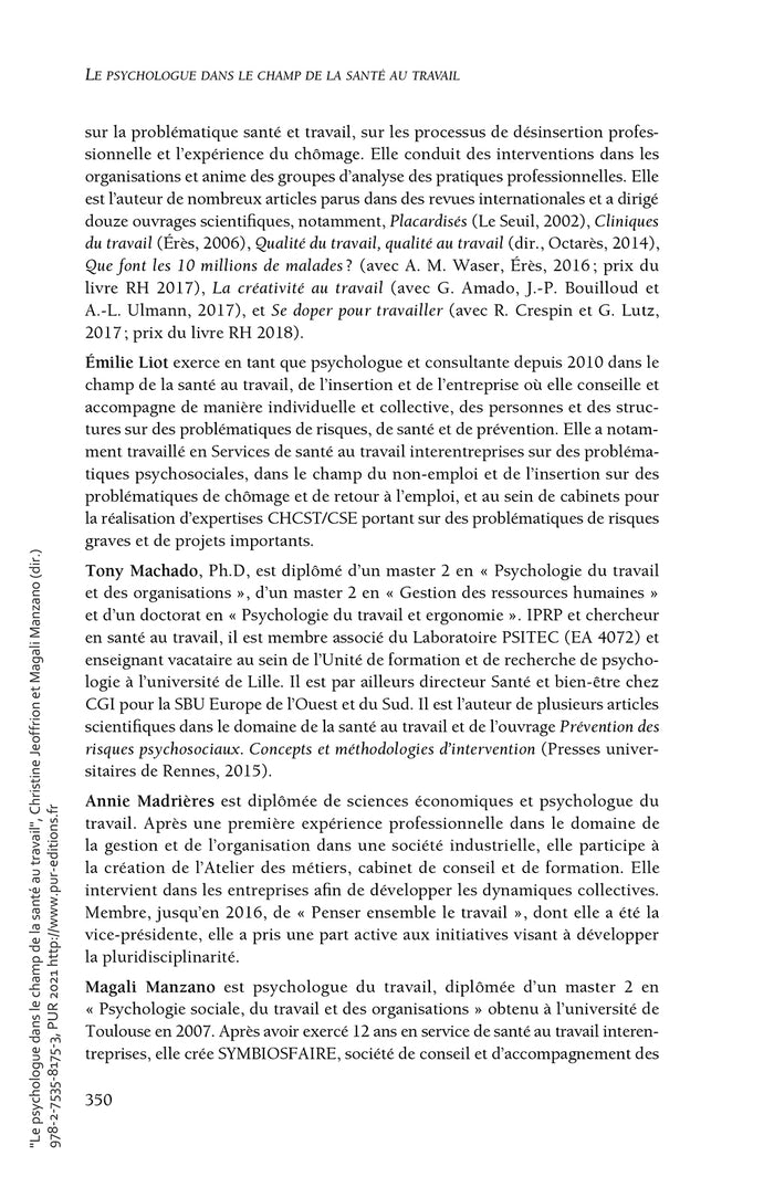 Le psychologue dans le champ de la santé au travail