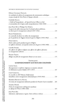 Histoire du renseignement en situation coloniale