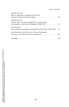 Histoire du renseignement en situation coloniale