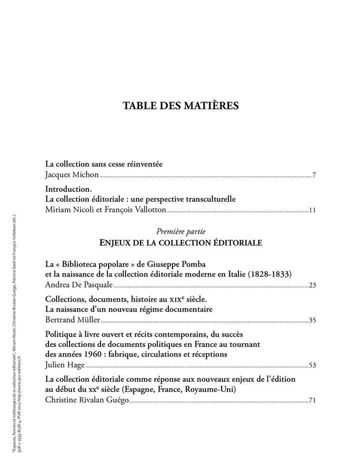 Espaces, formes et métissages de la collection éditoriale