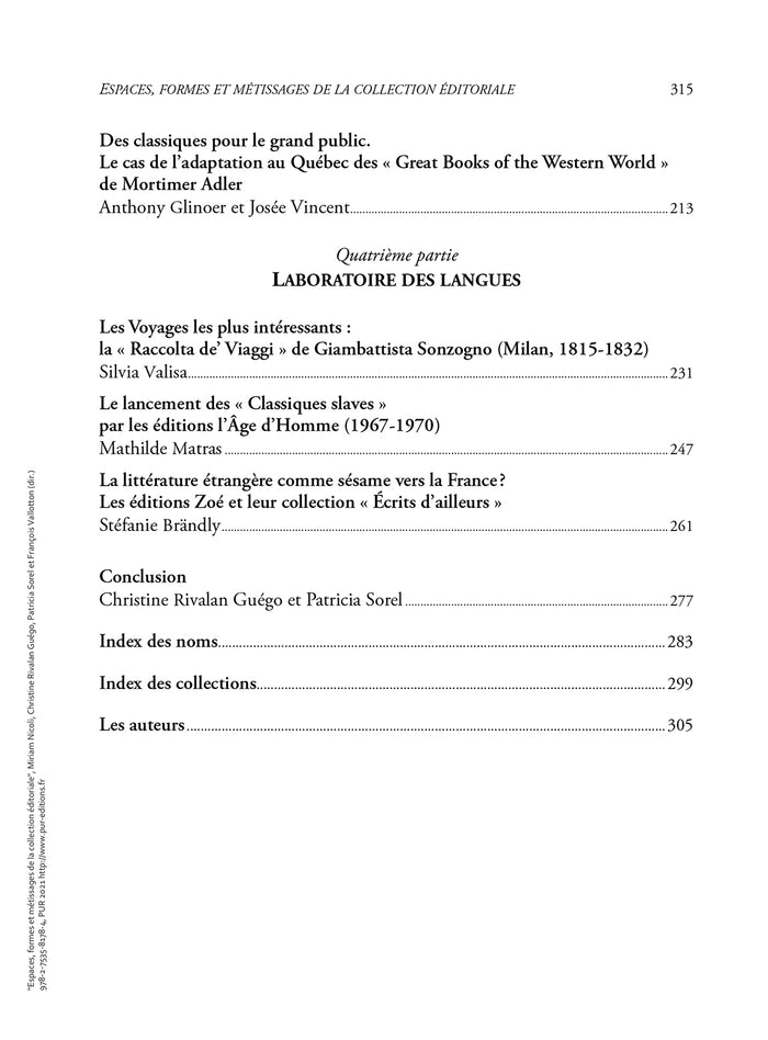 Espaces, formes et métissages de la collection éditoriale