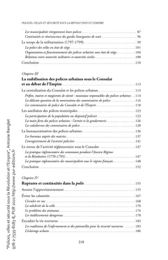 Polices, villes et sécurité sous la Révolution et l'Empire