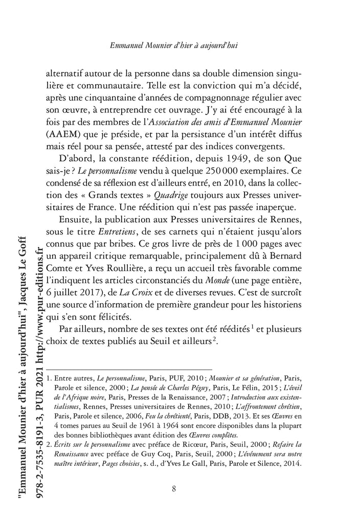 Emmanuel Mounier d'hier à aujourd'hui