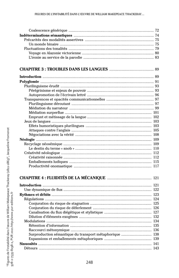 Figures de l'instabilité dans l'oeuvre de William Makepeace Thackeray