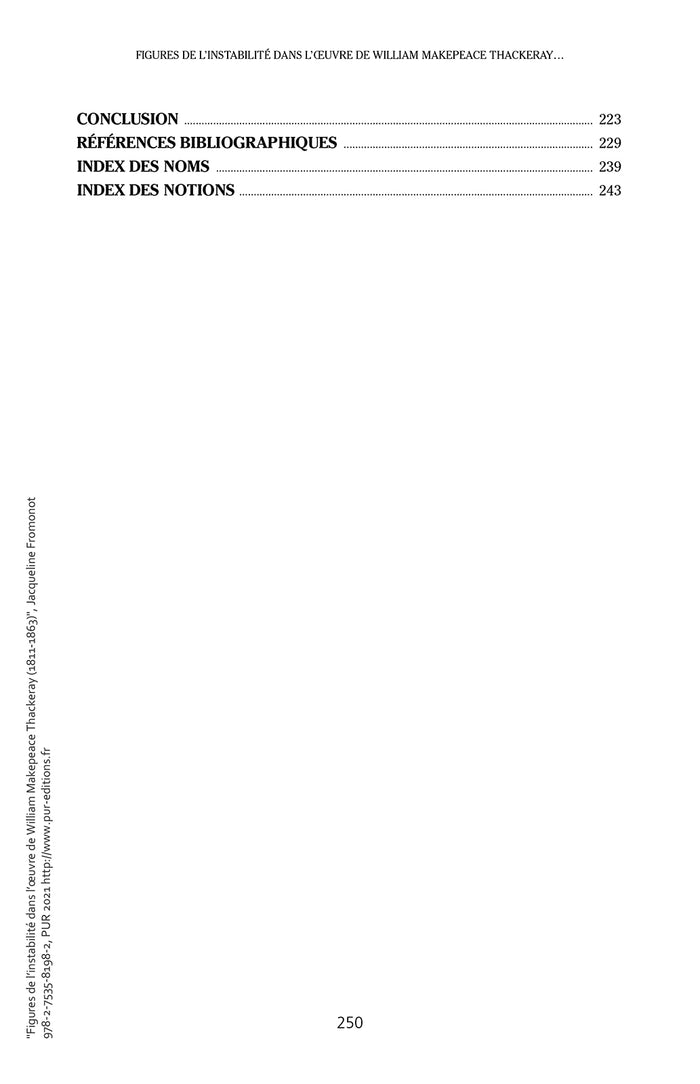 Figures de l'instabilité dans l'oeuvre de William Makepeace Thackeray