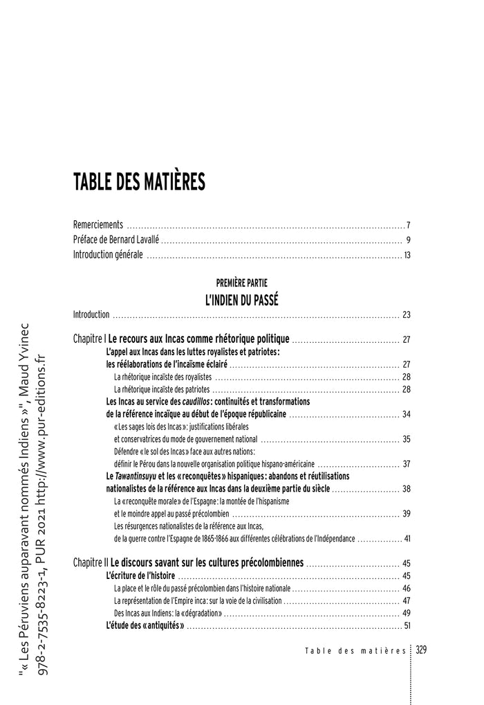 Les Péruviens auparavant nommés Indiens