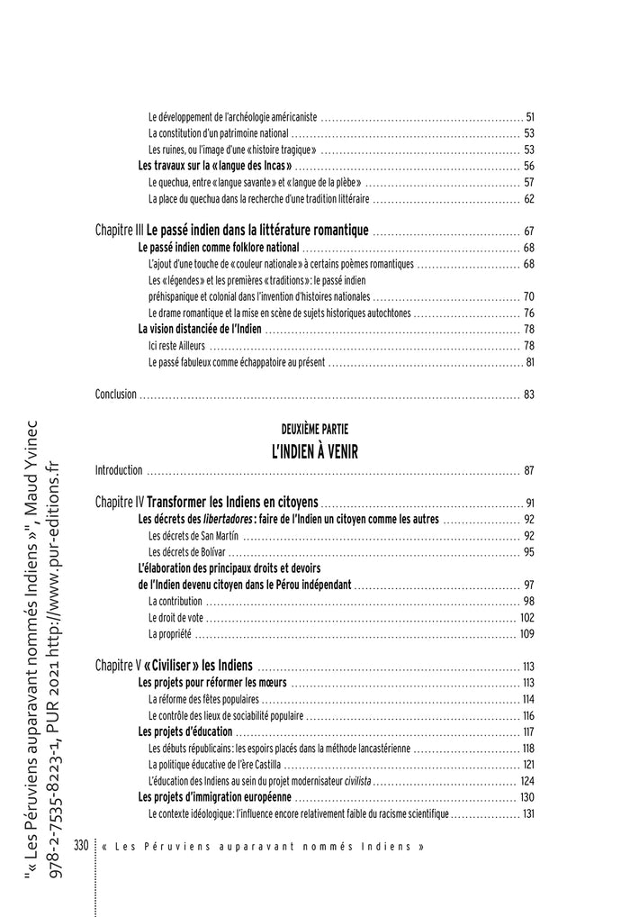 Les Péruviens auparavant nommés Indiens