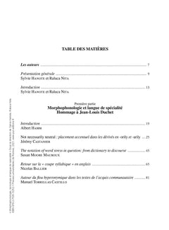 Morphophonologie, lexicologie et langue de spécialité