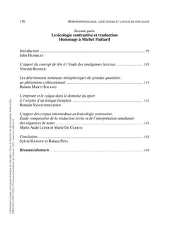 Morphophonologie, lexicologie et langue de spécialité