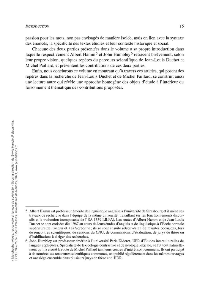 Morphophonologie, lexicologie et langue de spécialité