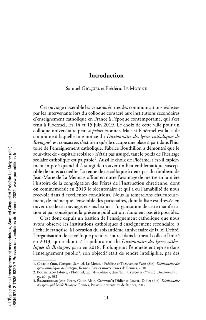 L'Église dans l'enseignement secondaire