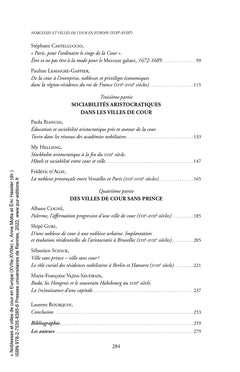 Noblesses et villes de cour en Europe (XVIIe-XVIIIe)