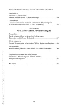 Pratiques religieuses, mémoire et identités dans le monde gréco-romain