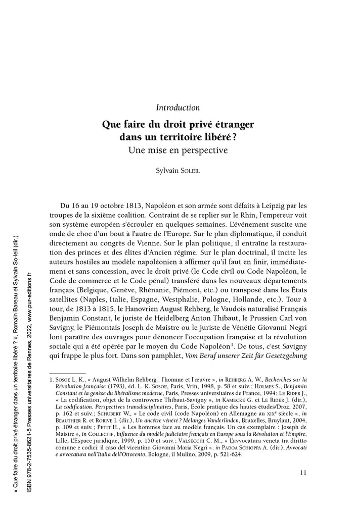 Que faire du droit privé étranger dans un territoire libéré ?