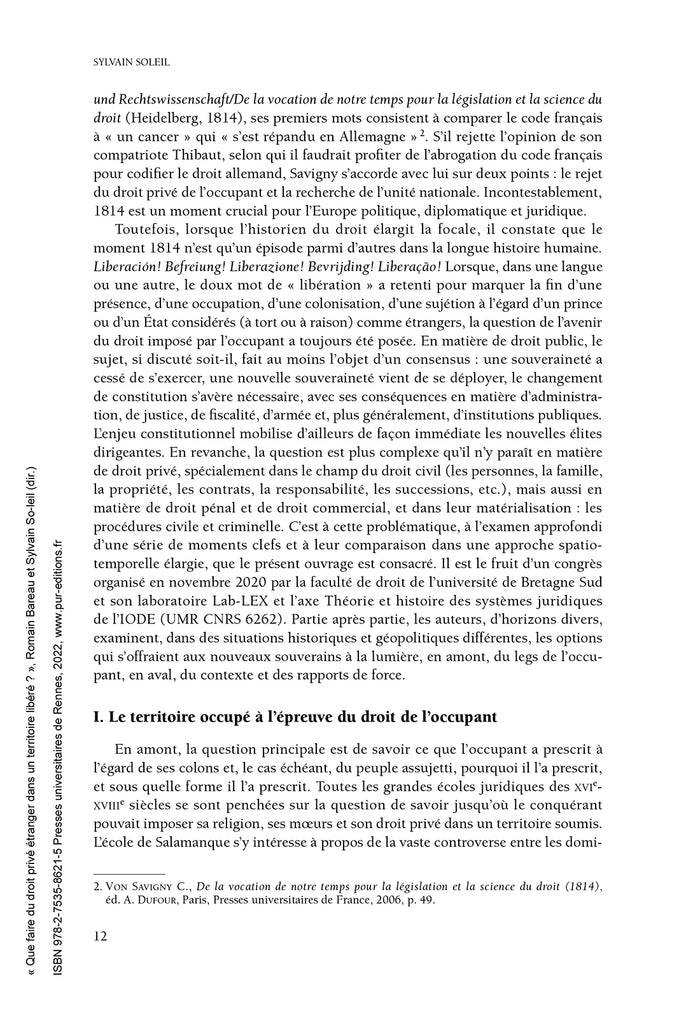 Que faire du droit privé étranger dans un territoire libéré ?