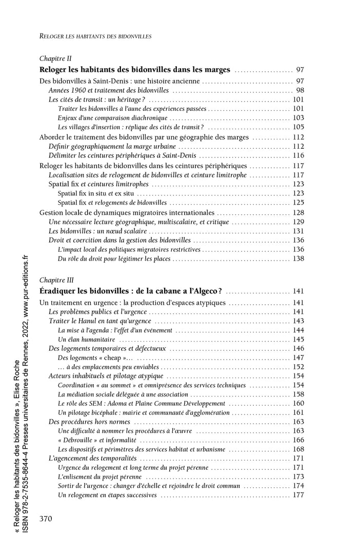 Reloger les habitants des bidonvilles: Un urbanisme en marge