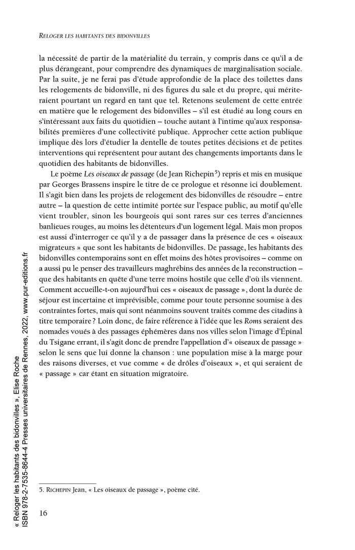 Reloger les habitants des bidonvilles: Un urbanisme en marge