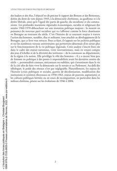 L'évolution des forces politiques en Bretagne