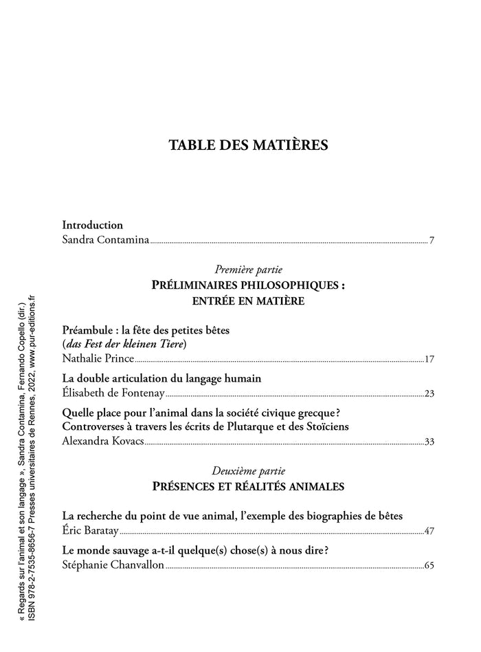 Regards sur l'animal et son langage