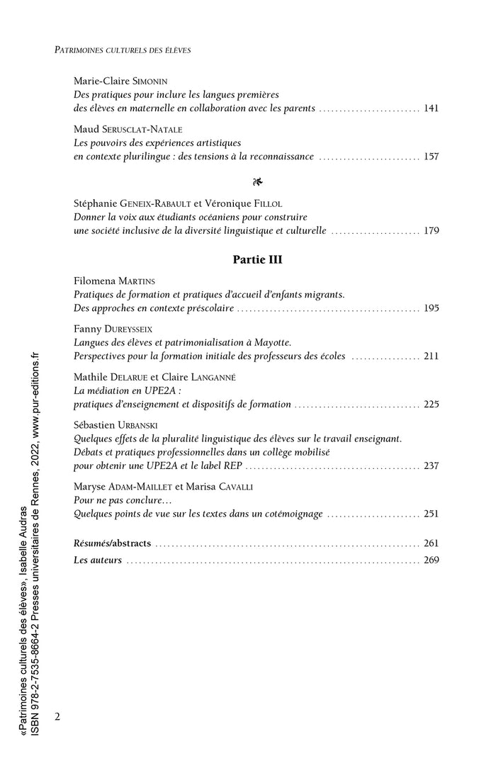 Patrimoines culturels des élèves