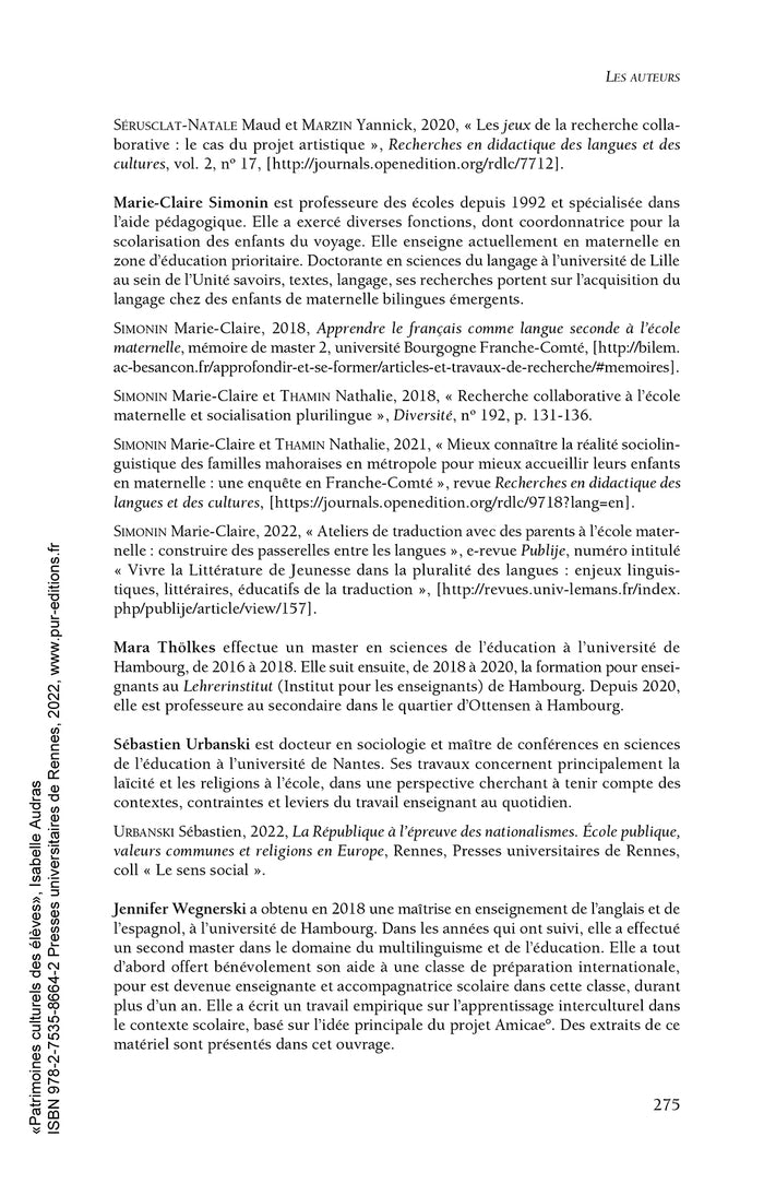 Patrimoines culturels des élèves