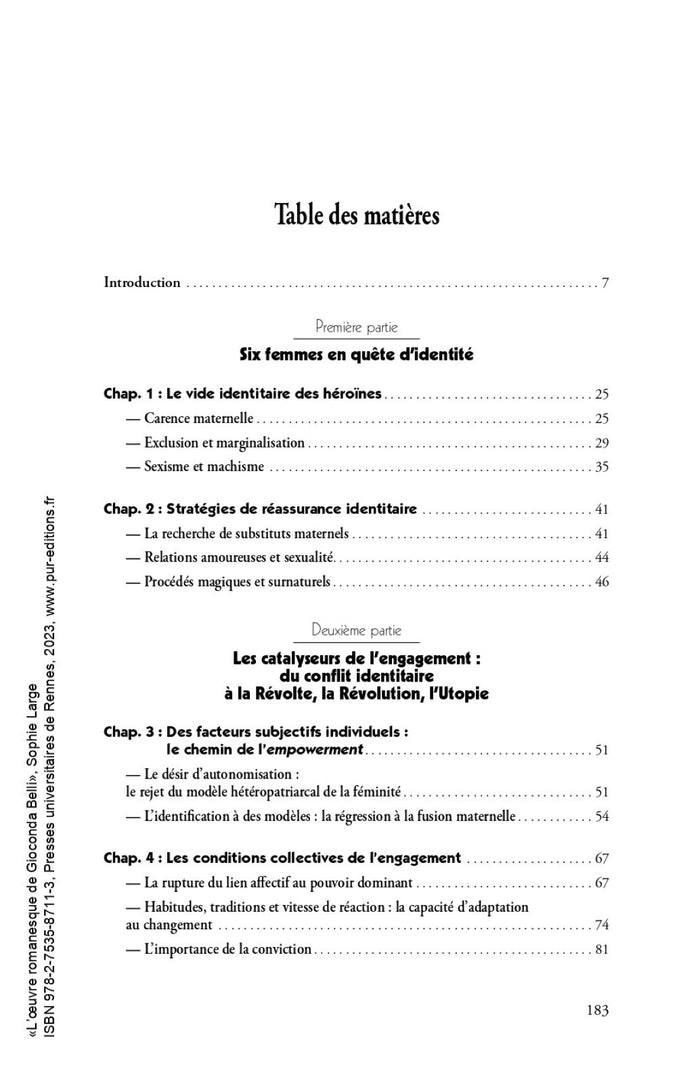 L'oeuvre romanesque de Gioconda Belli